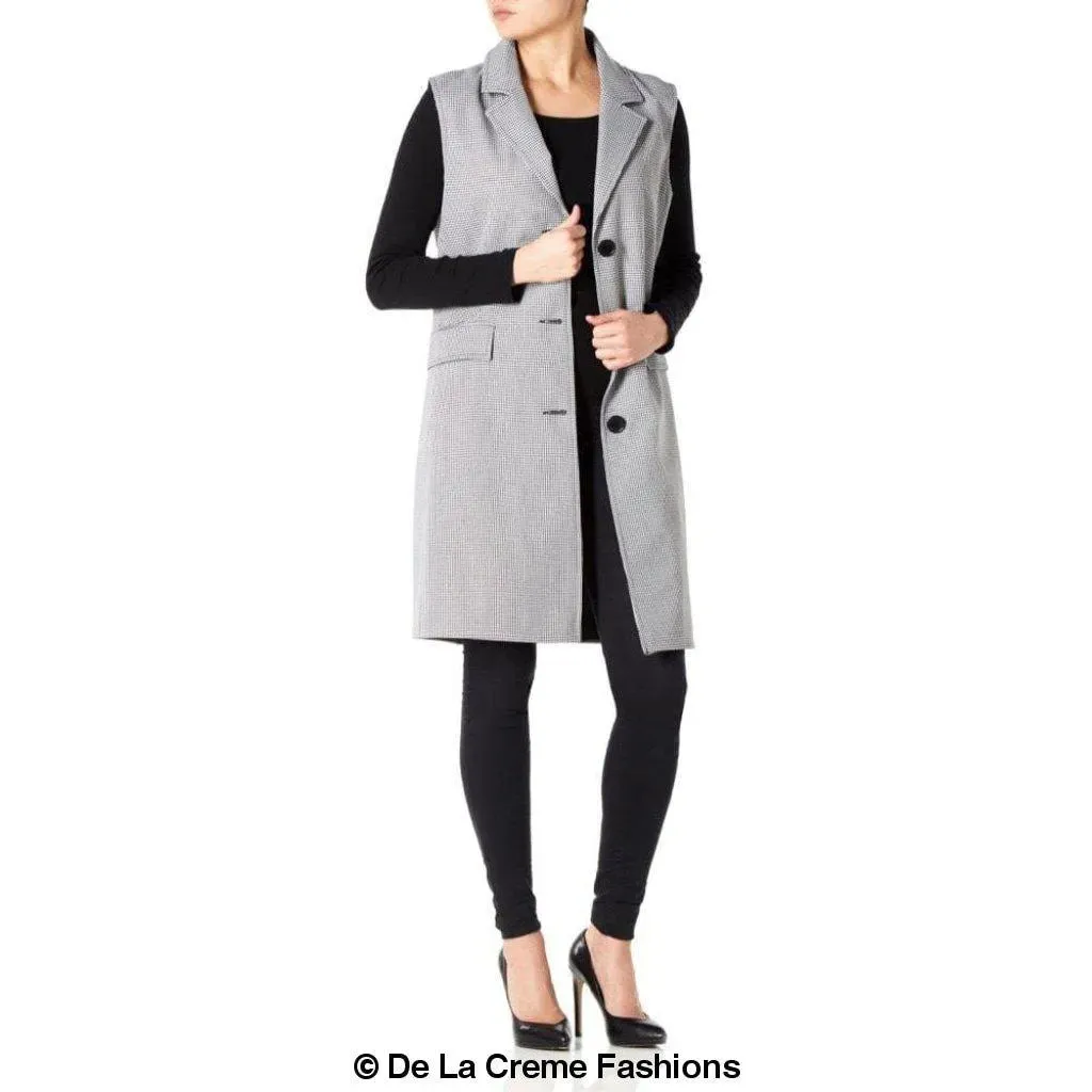 De La Creme - Womens Spring/Summer Sleeveless Hip Length Blazer Coat