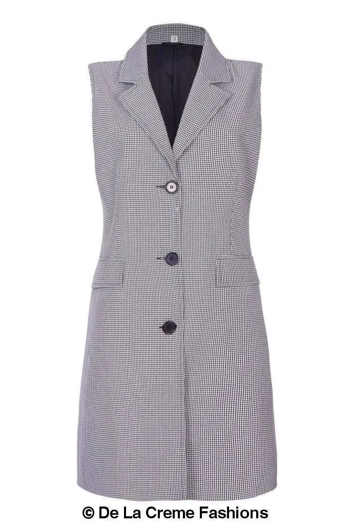 De La Creme - Womens Spring/Summer Sleeveless Hip Length Blazer Coat