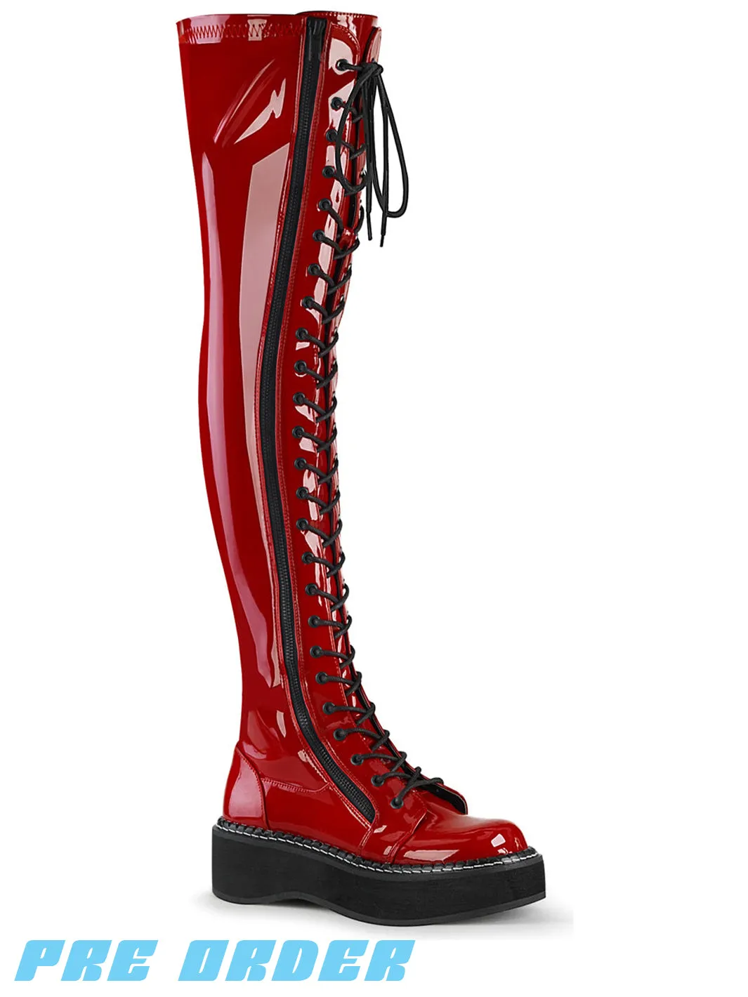 DEMONIA EMILY-375 - RED PATENT  PRE ORDER 