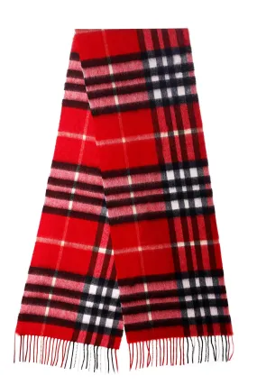 Edinburgh Cashmere Red Check Lambswool Scarf