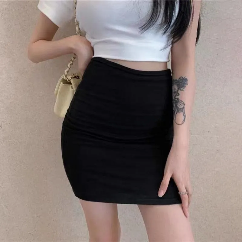 Elasticity Black One-step High Waist Tight Mini Skirt