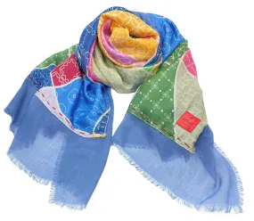 Erfurt Scarf Silk Modal Printed Patchwork Blue