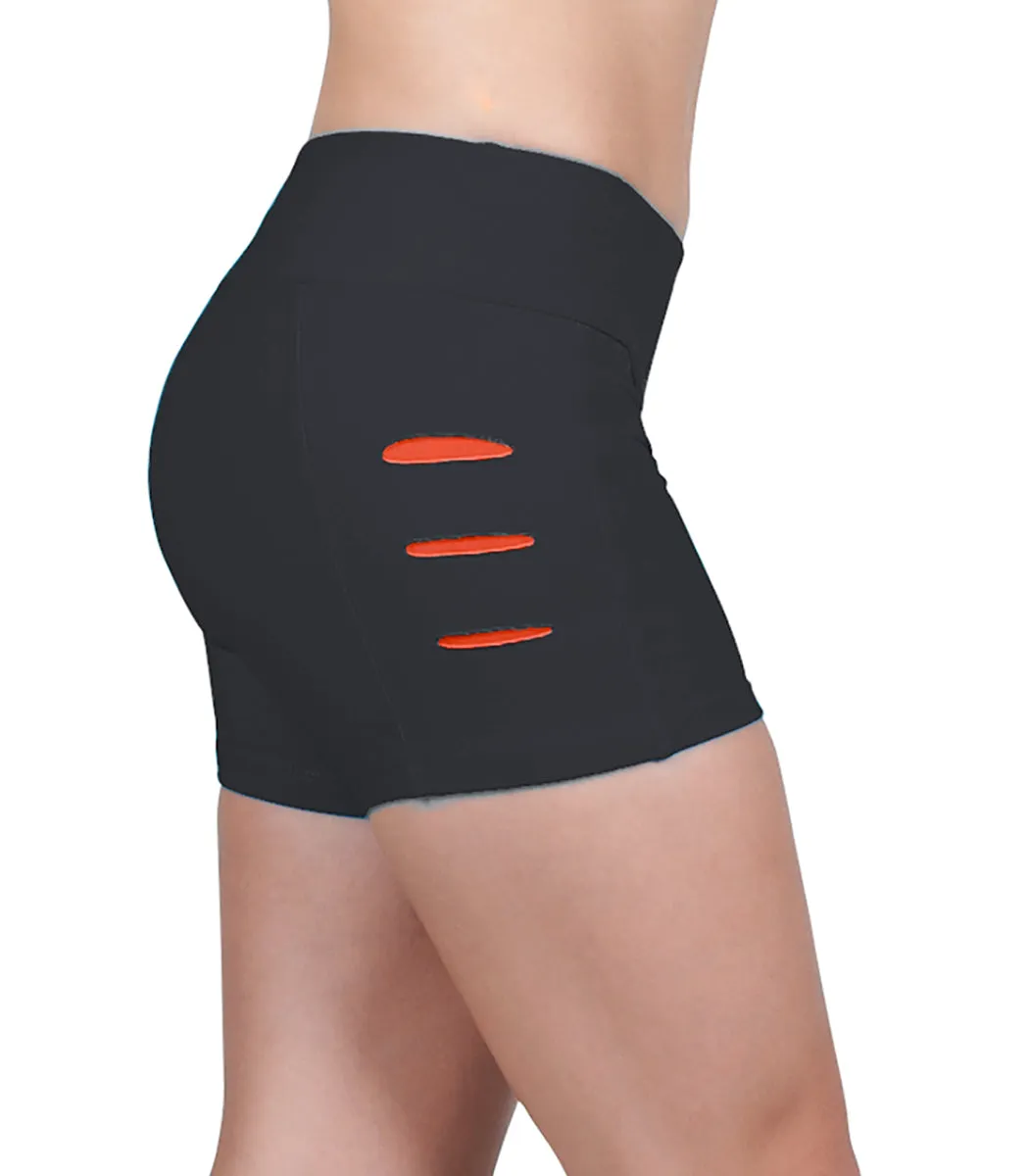 Final Sale! Bia Brazil Activewear Sliced Up Shorts SH2451 Black/Red