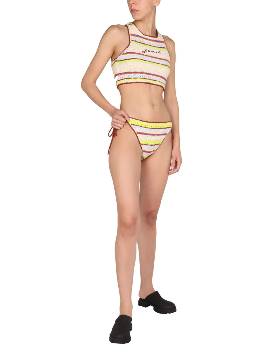 Ganni Crochet Striped Bikini Bottom