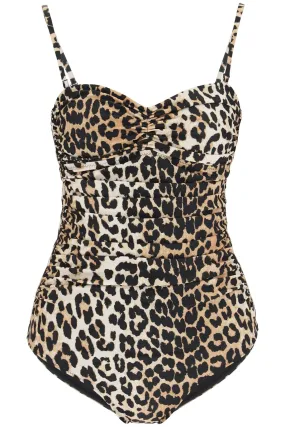 Ganni Leopard Print One Piece Swimsuit