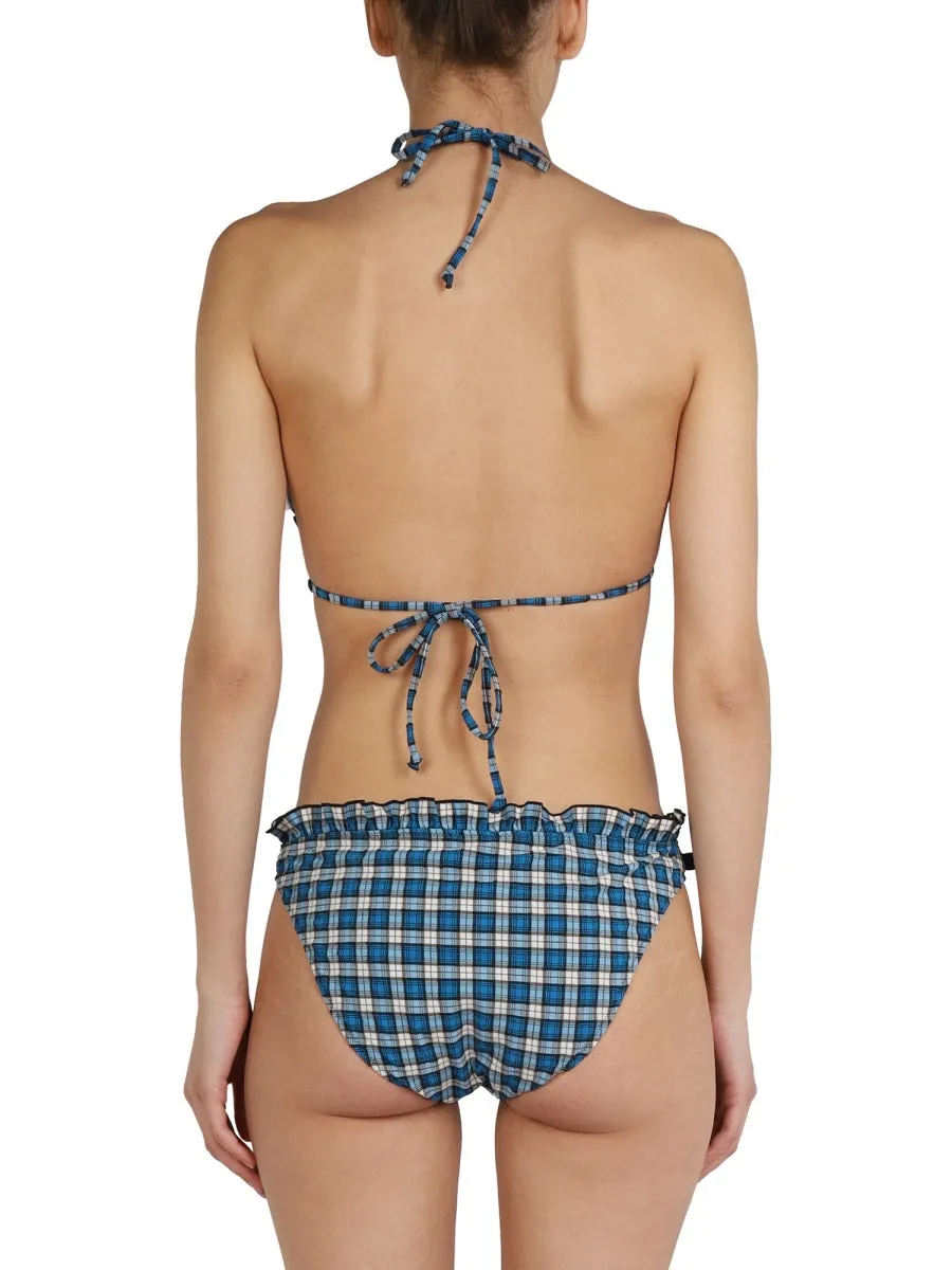 Ganni Tartan Pattern Bikini Bottoms