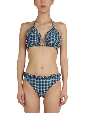 Ganni Tartan Pattern Bikini Bottoms