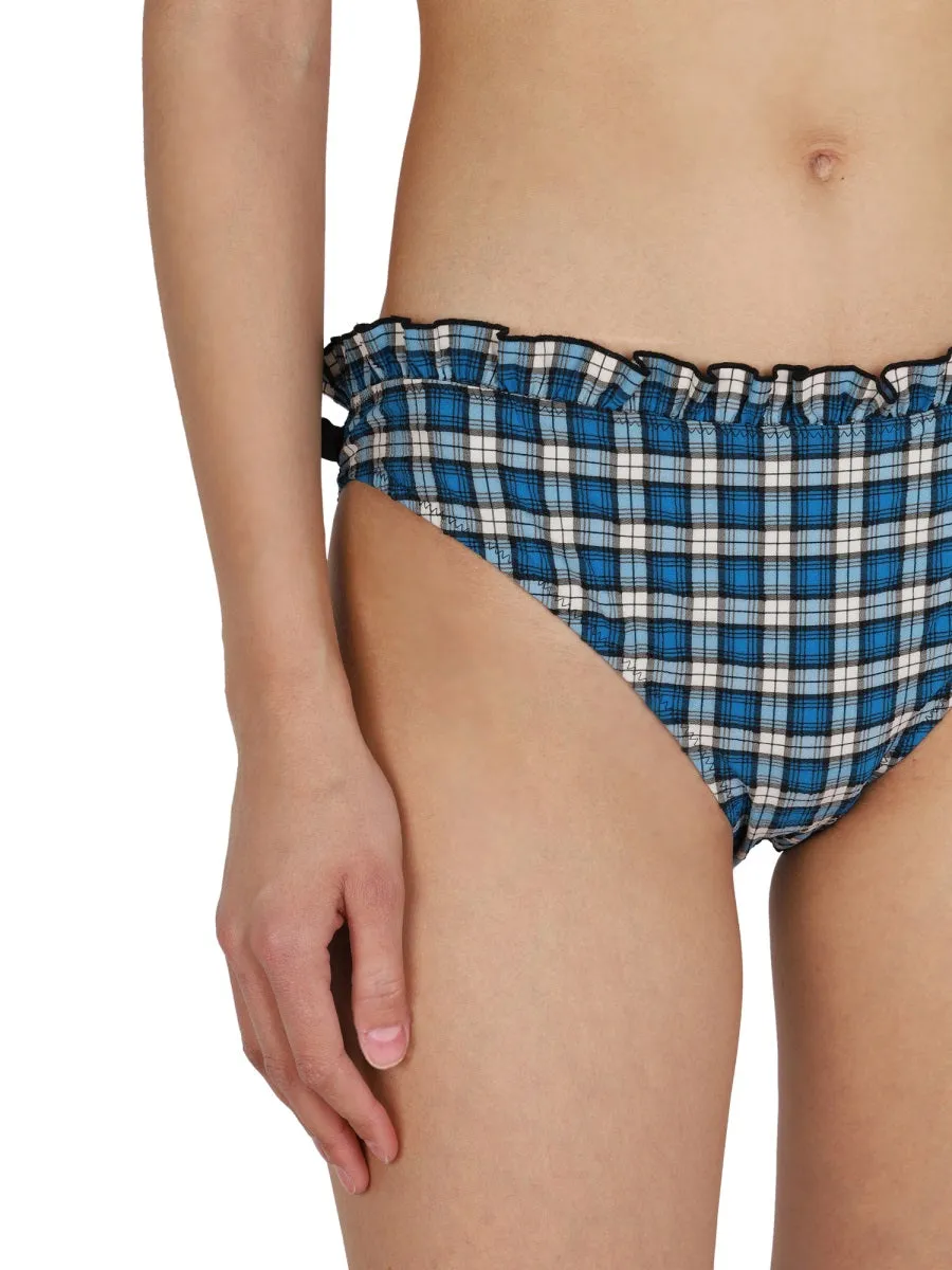 Ganni Tartan Pattern Bikini Bottoms