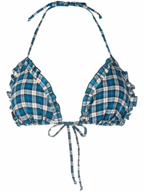 Ganni Tartan Pattern Bikini Top