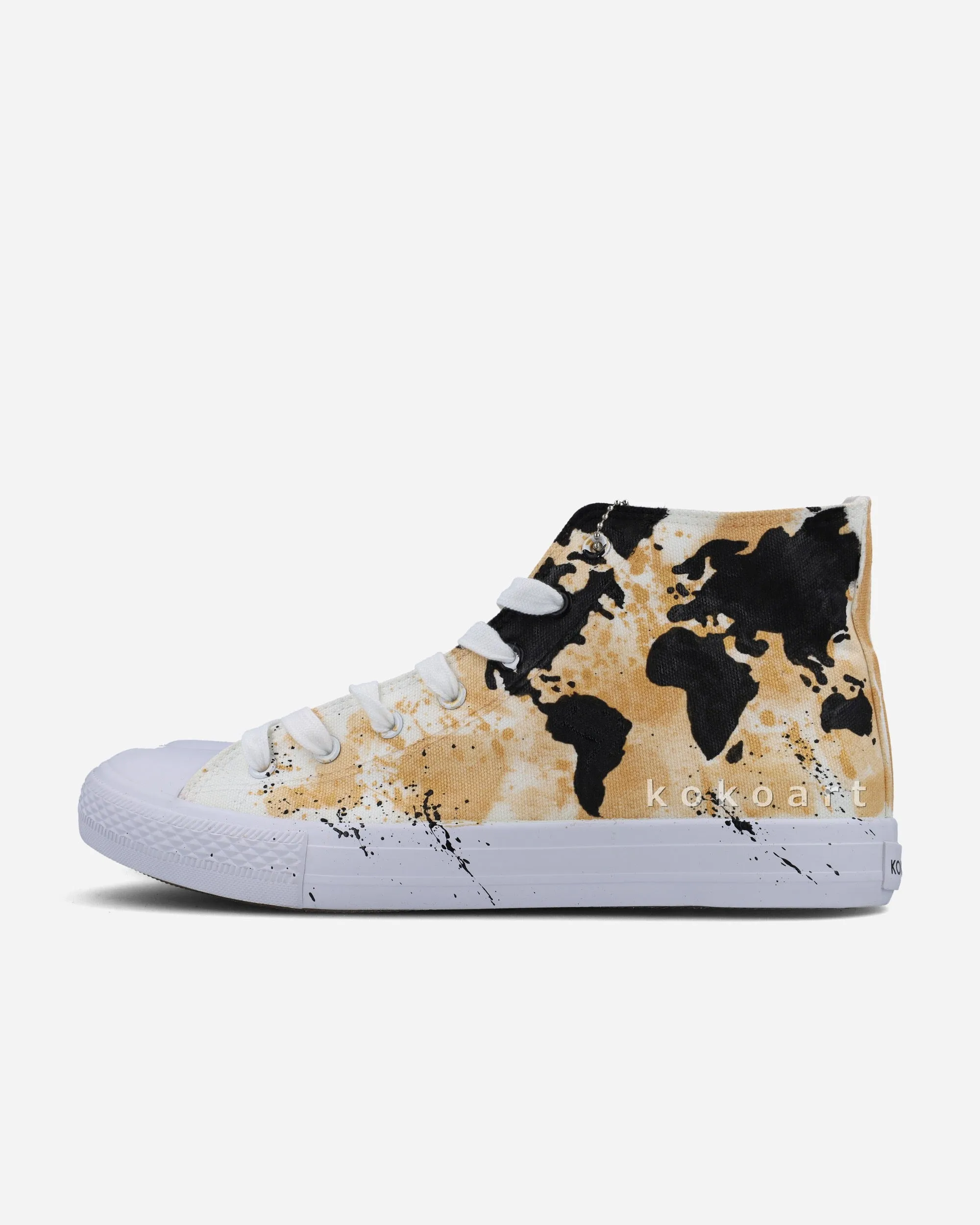 Gold Watercolour World Map & Compass Hand Painted Shoes