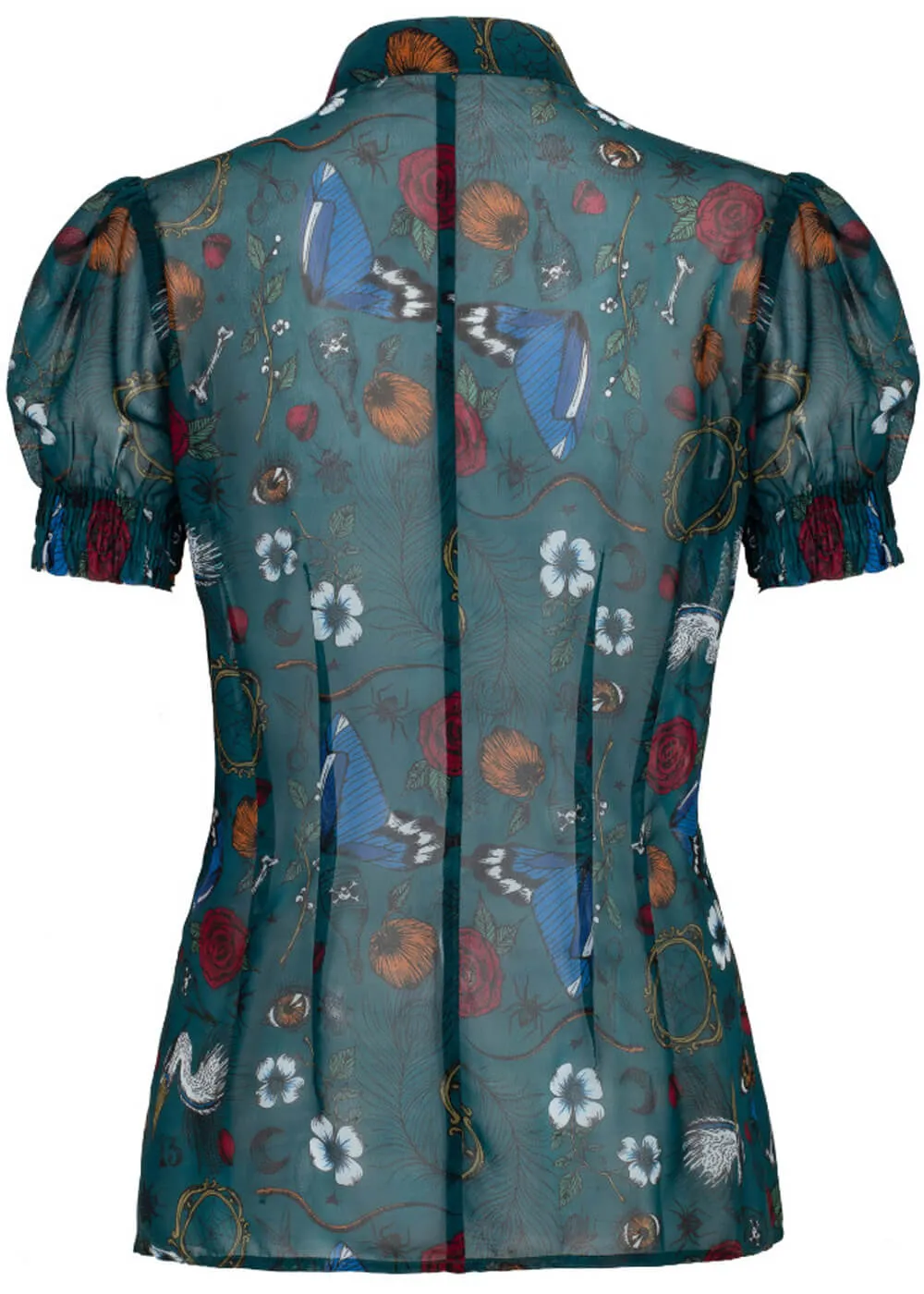 Hell Bunny Sianna 40's Blouse in Teal