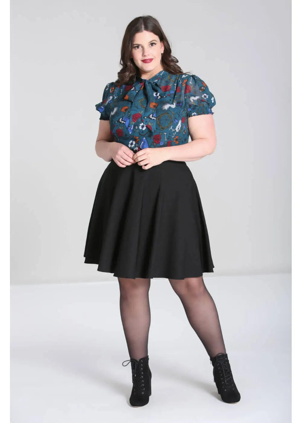 Hell Bunny Sianna 40's Blouse in Teal