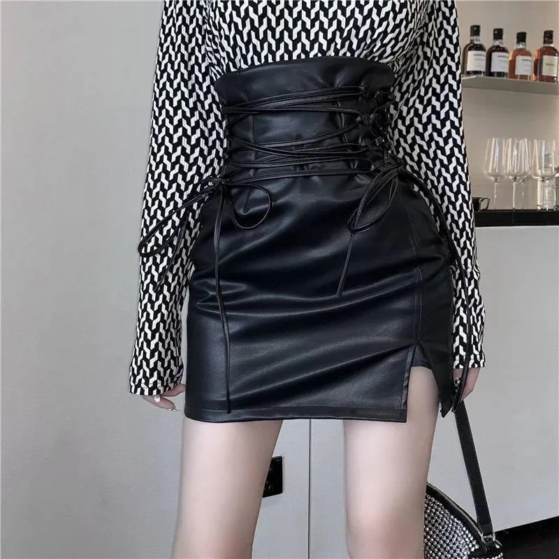 High Waist PU Leather Mini Skirt Nightclub