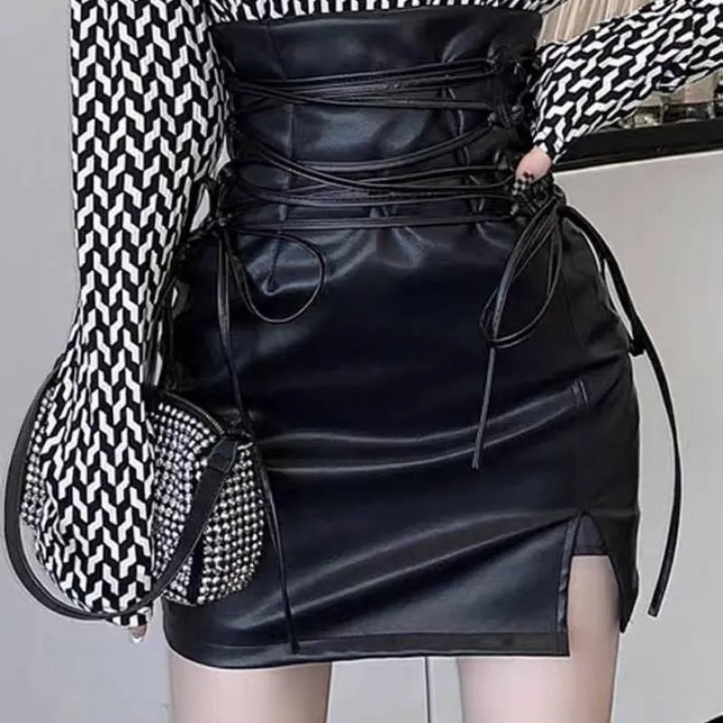 High Waist PU Leather Mini Skirt Nightclub