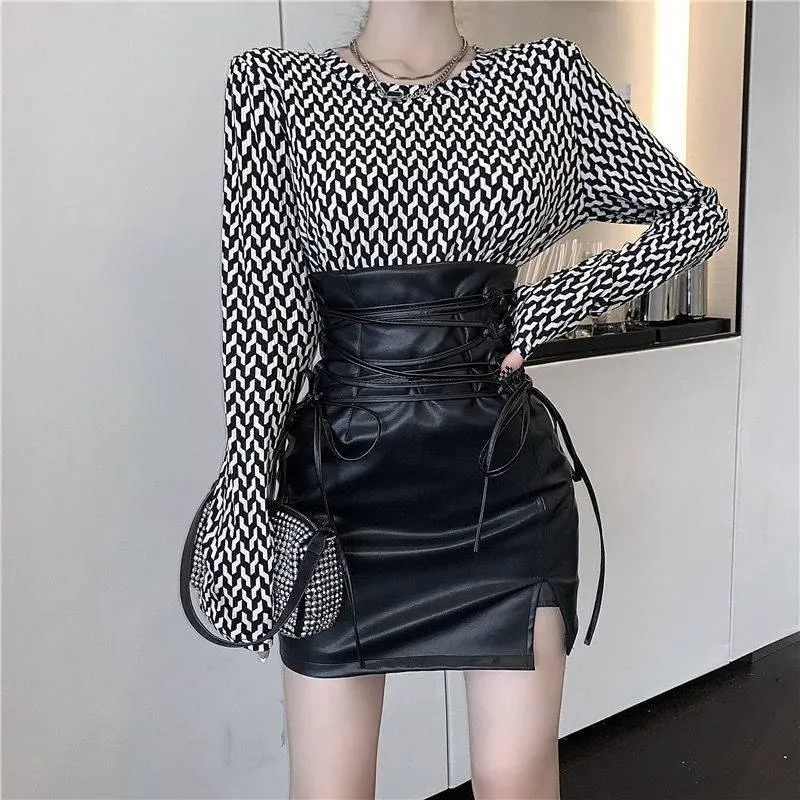 High Waist PU Leather Mini Skirt Nightclub