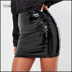 High Waist PVC Office Lady PU Skinny Pencil Skirt Bodycon Clubwear