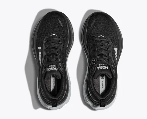 Hoka Men’s Bondi 8 Athletic Shoes- Black/White **Extra Wide**