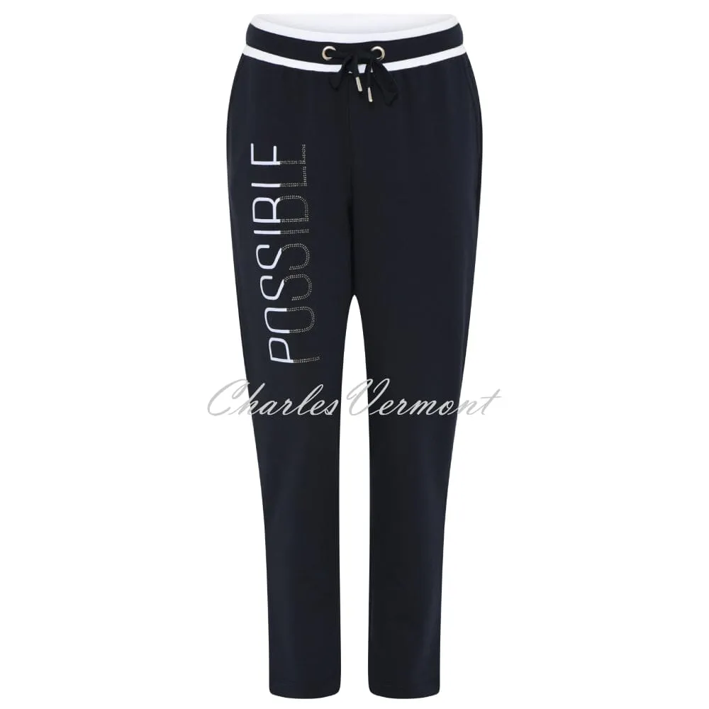 I'cona 7/8th 'Possible' Jogger Trouser With Rhinestone Detail- Style 61047-60052-69 (Navy)