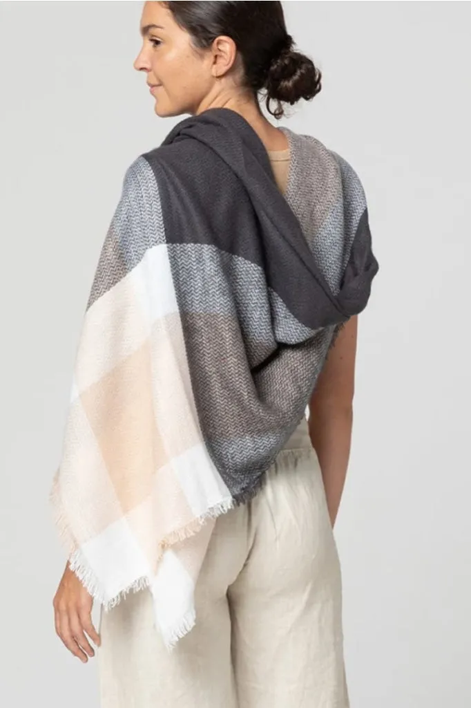 Indus Design - Square Jacquard Scarf - Sand/smoke