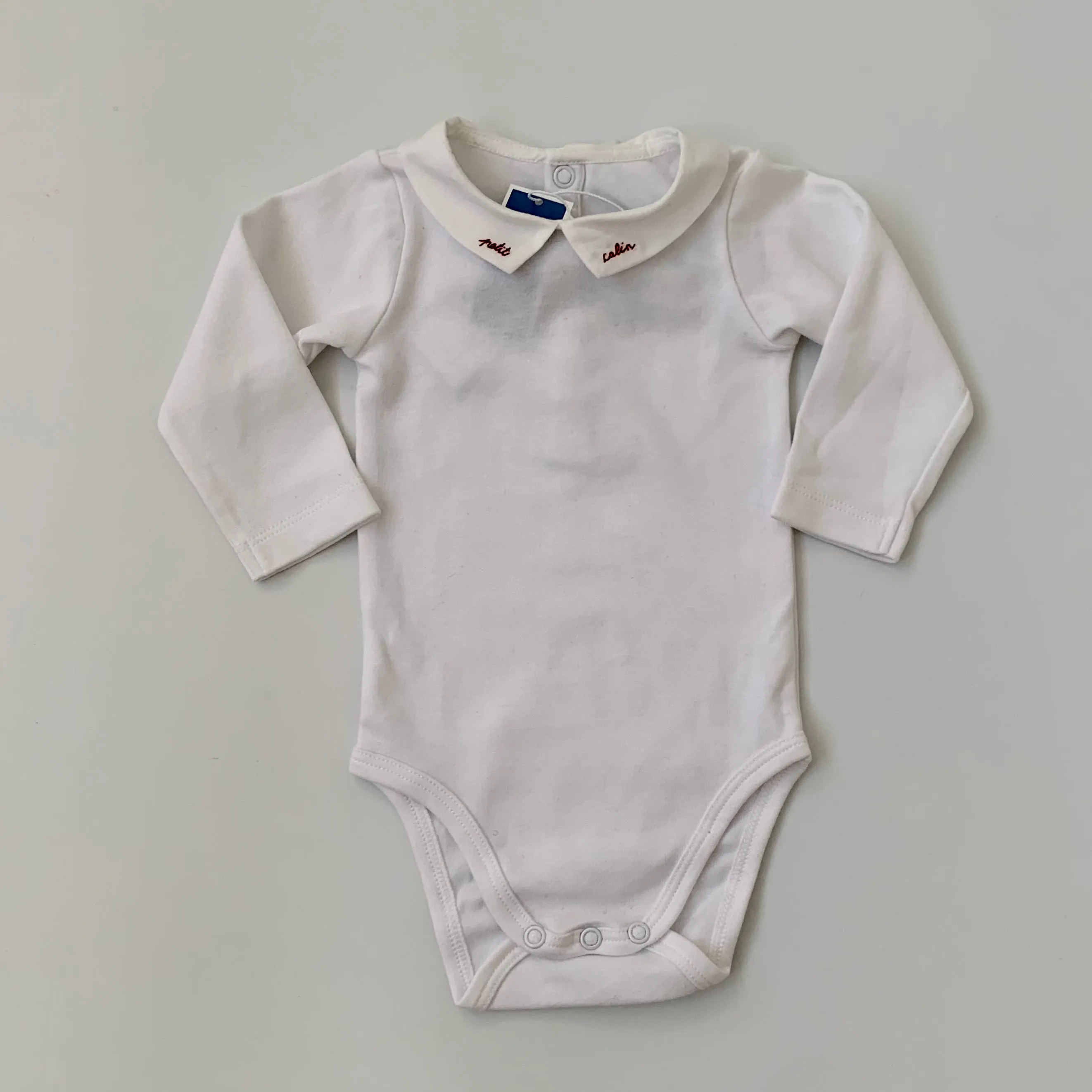 Jacadi Long Sleeve Bodysuit With Collar: 6 Months (Brand New)