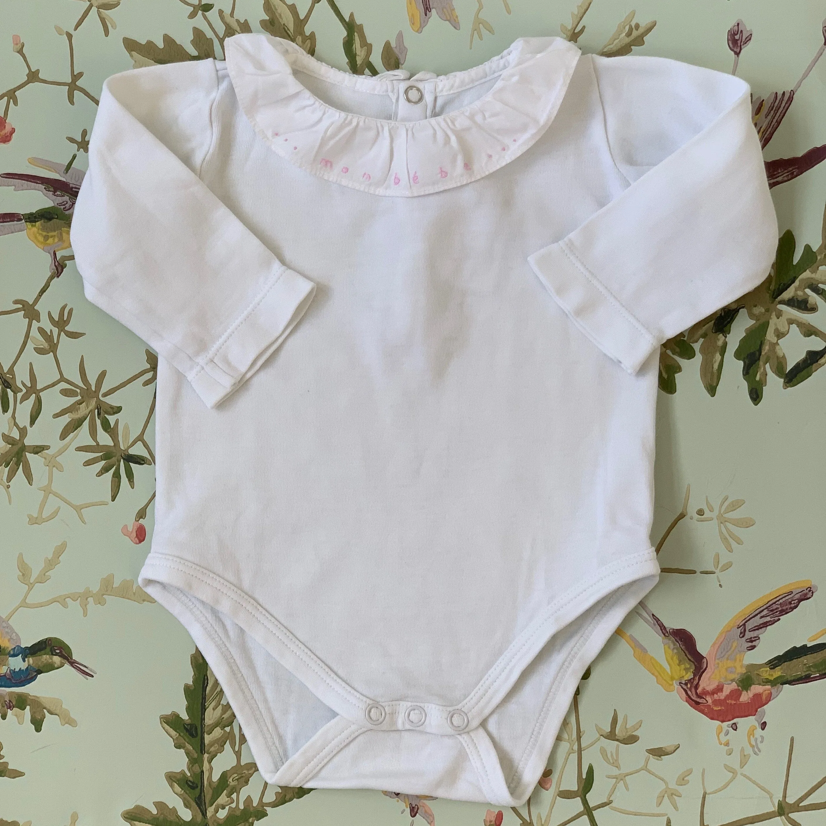 Jacadi Long Sleeve Bodysuit With Collar: 6 Months