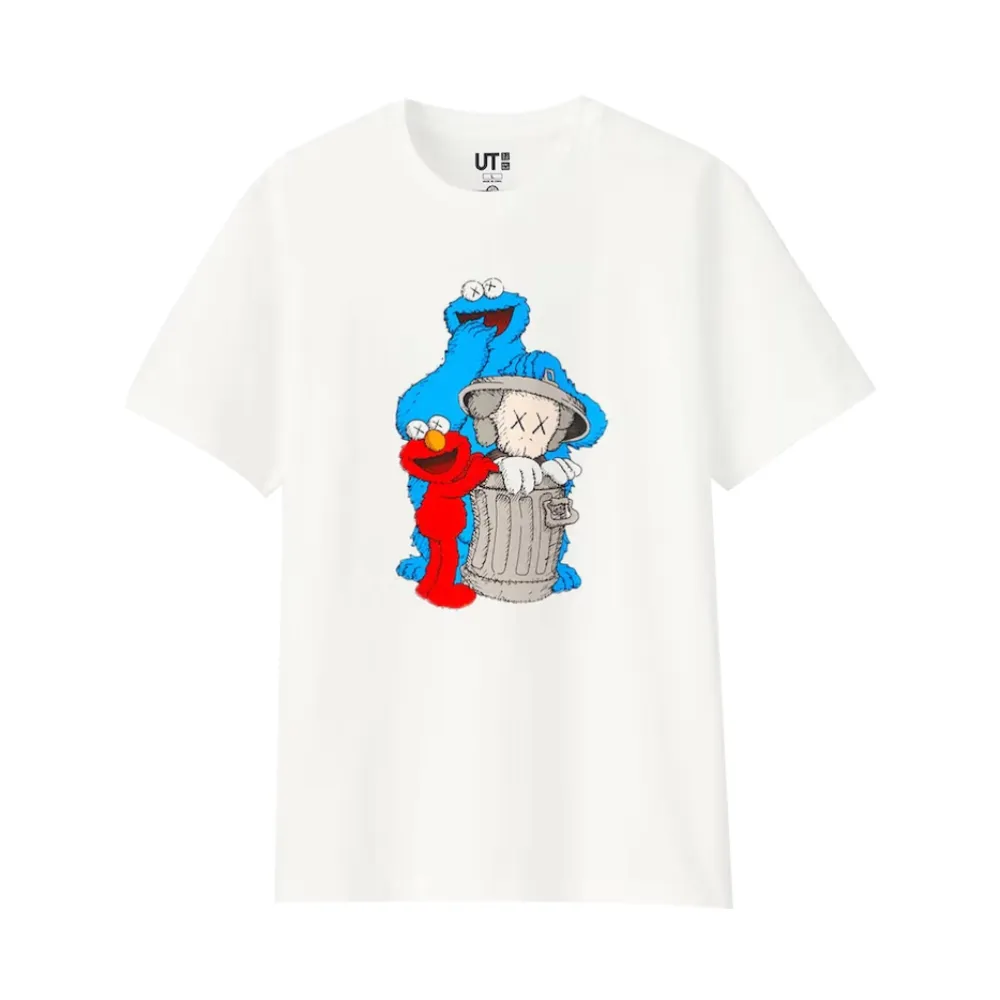 KAWS x Uniqlo x Sesame Street Companion Trash Can Tee