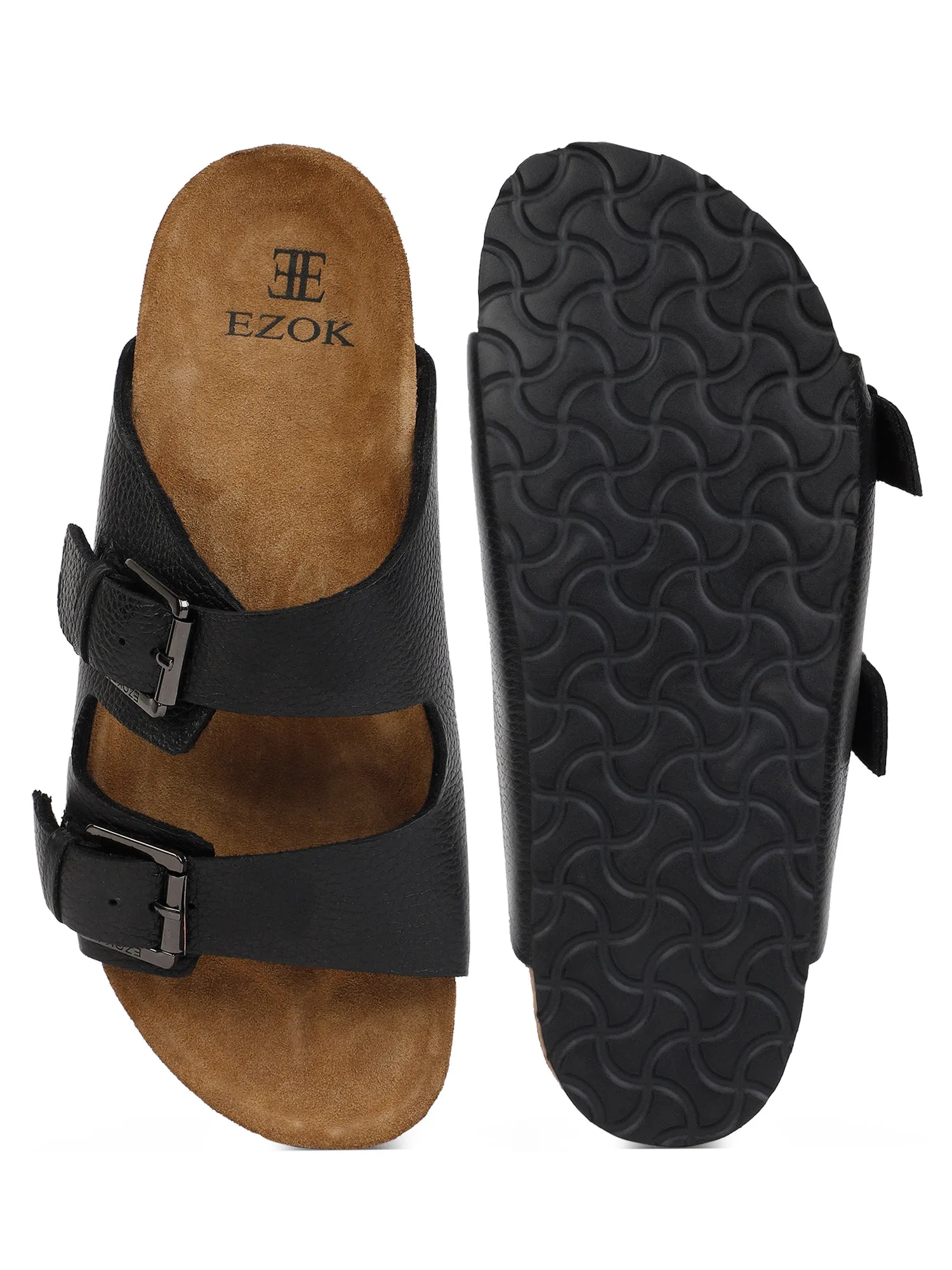 Leather sandal for men (black)