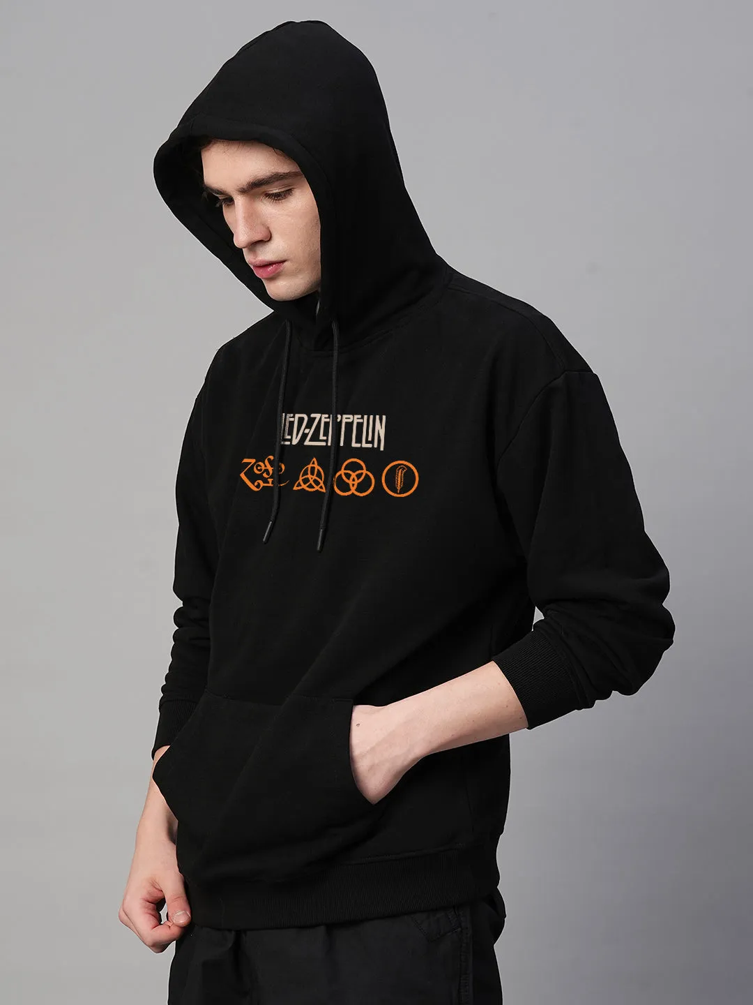 Led Zeppelin Men Drop Shoulder Premium Terry Hoodie