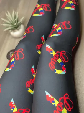 Love Puzzle Ribbon Print Soft Leggings