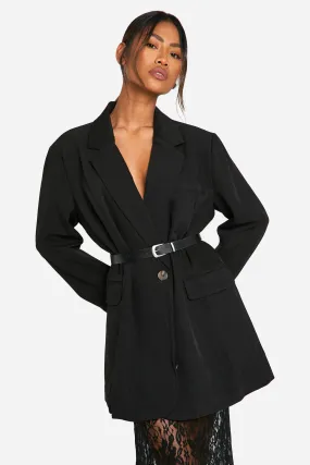 Marl Longline Belted Tailored Blazer