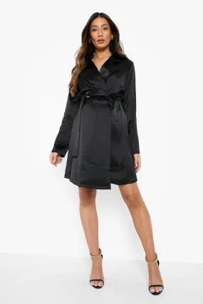 Maternity Tie Waist Satin Blazer Dress