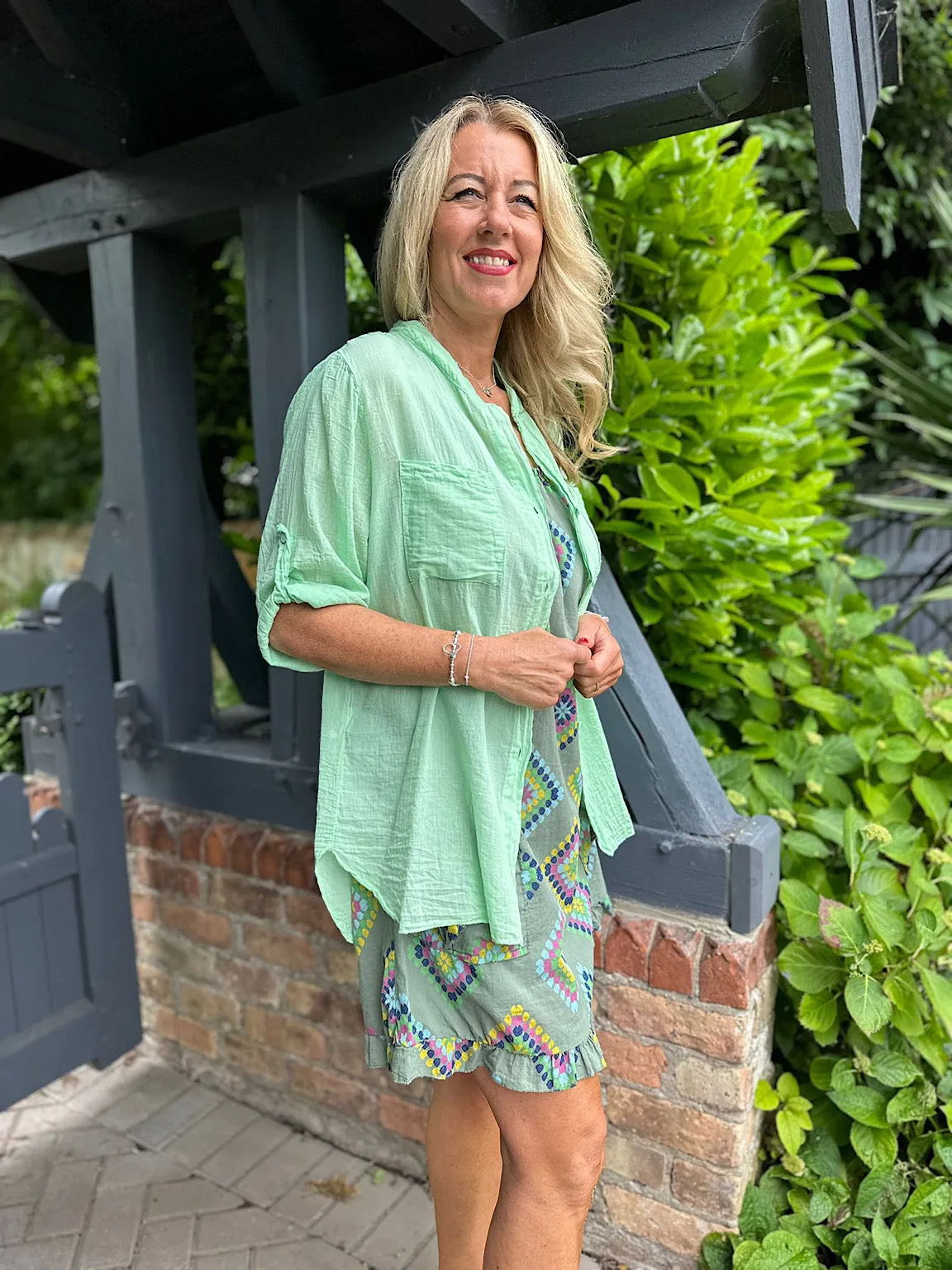 Mint Lightweight Top Pocket Shirt Hannah