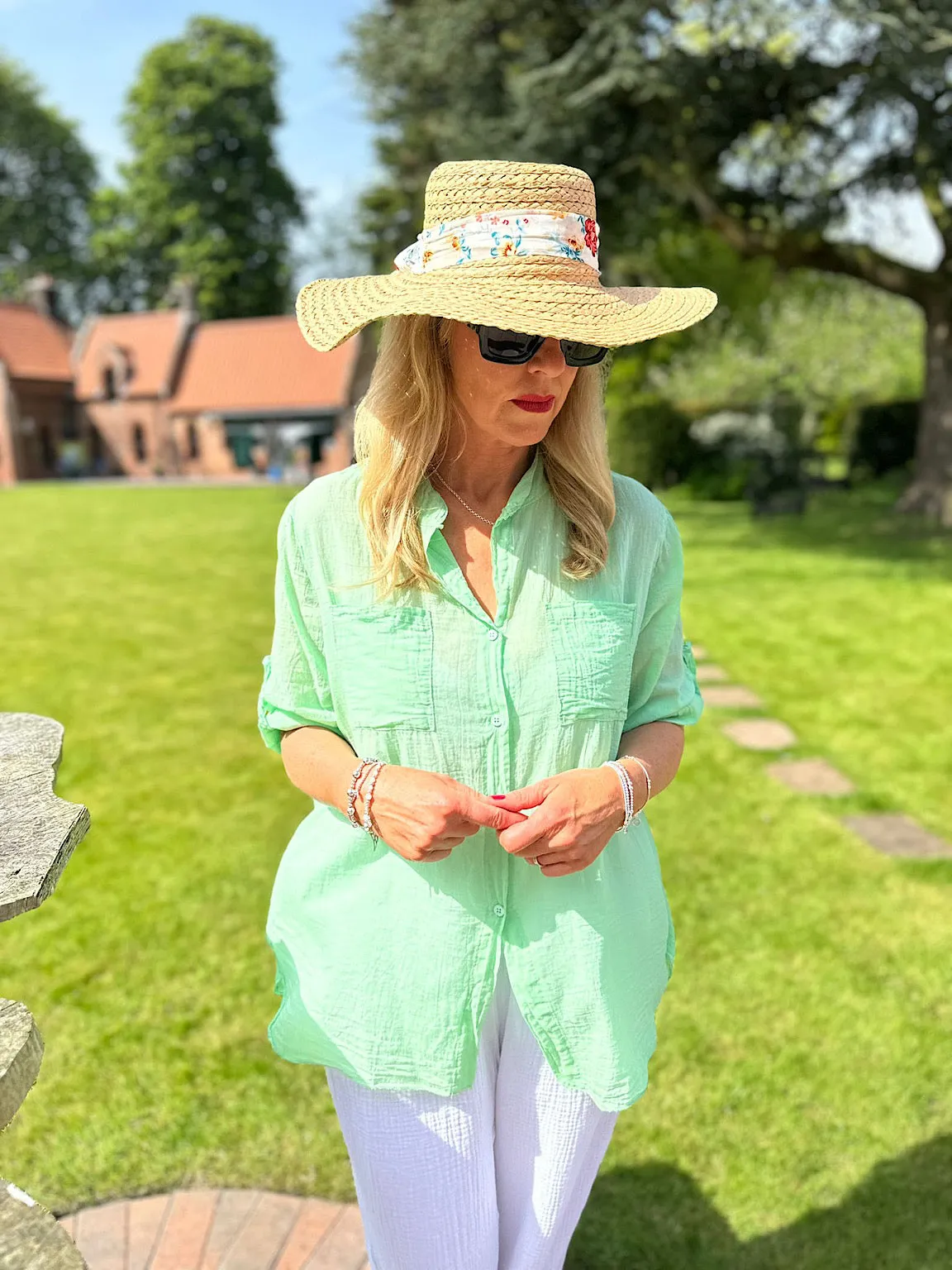 Mint Lightweight Top Pocket Shirt Hannah