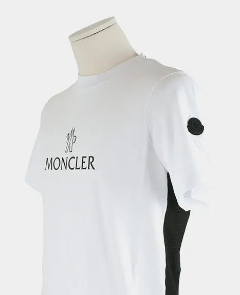 MONCLER  |Crew Neck Pullovers Street Style Plain Short Sleeves Logo