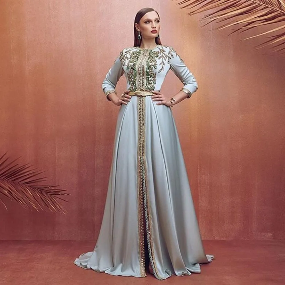 Moroccan Caftan Long Sleeves O-Neck