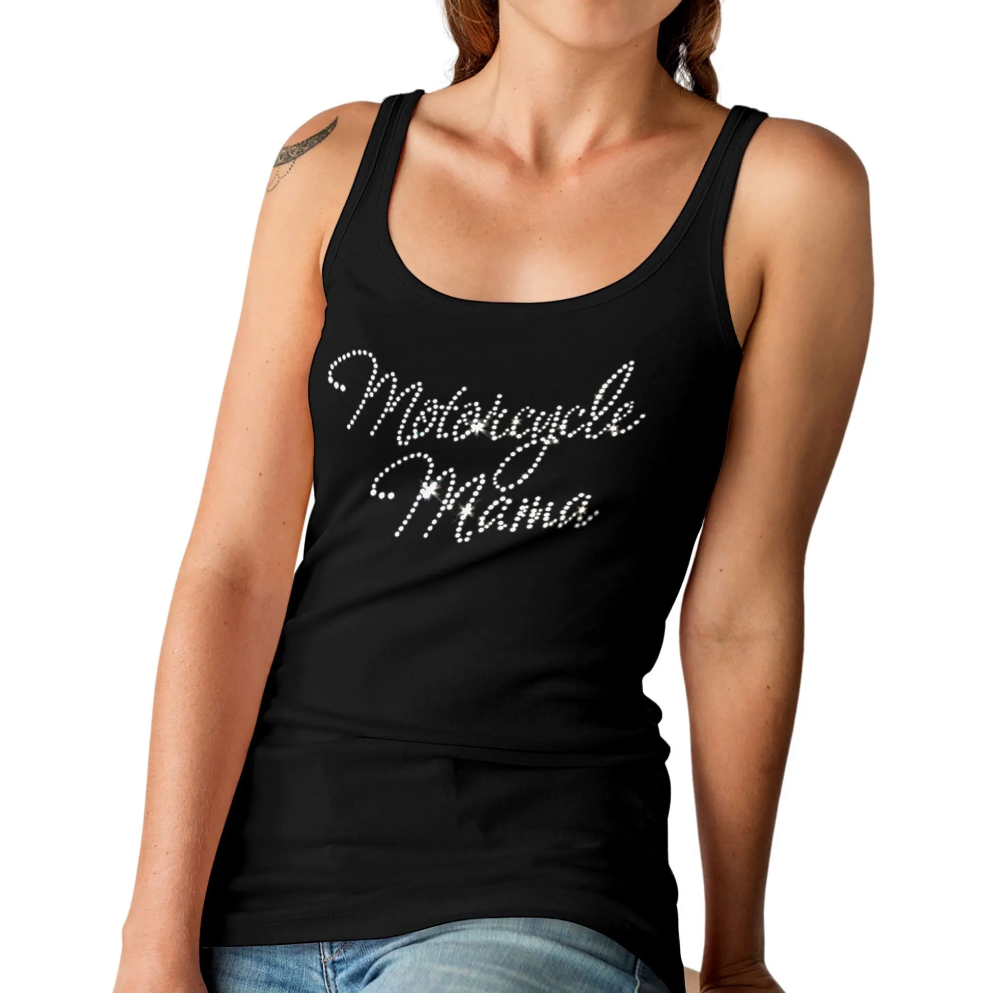 Motorcycle Mama Rhinestone Biker Tank Top