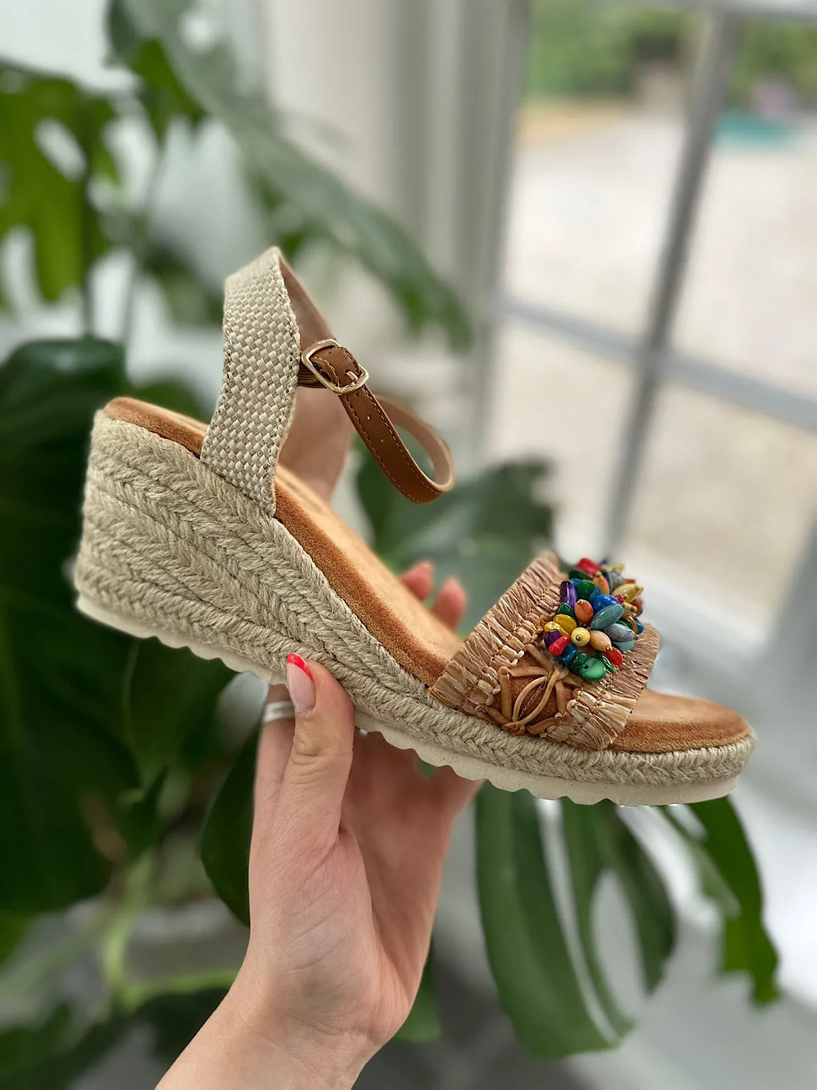 Natural Multi Bead Monica Wedge