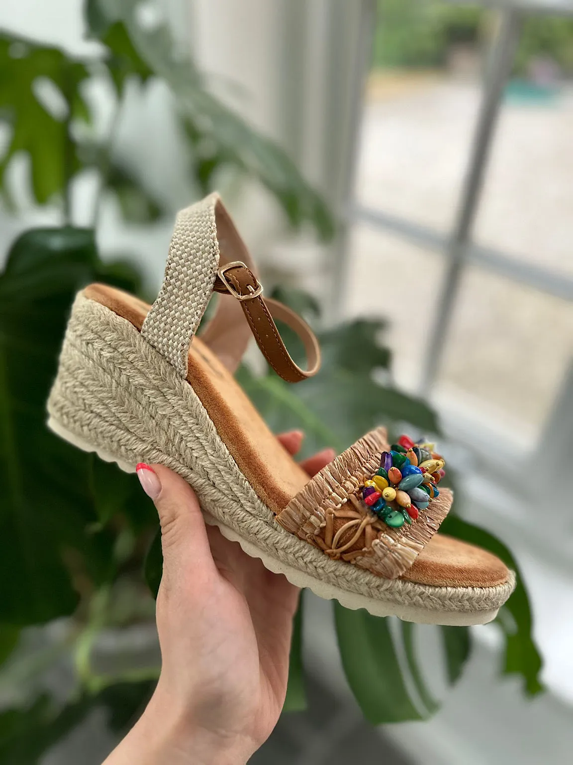 Natural Multi Bead Monica Wedge