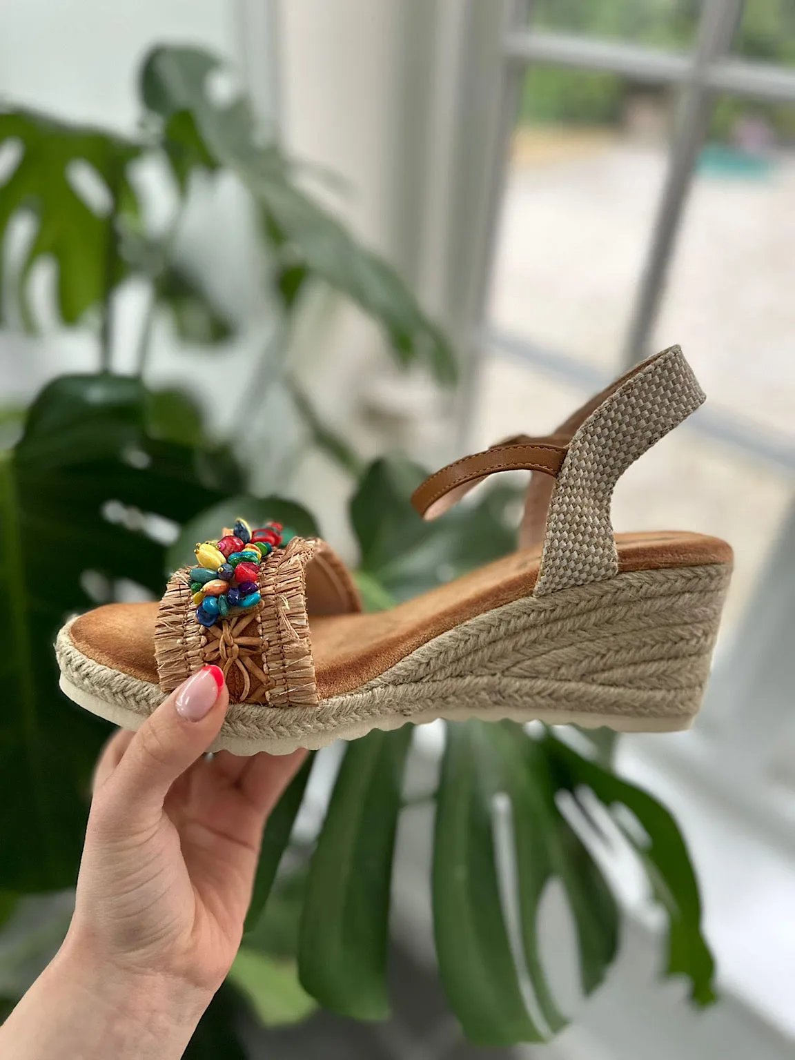 Natural Multi Bead Monica Wedge