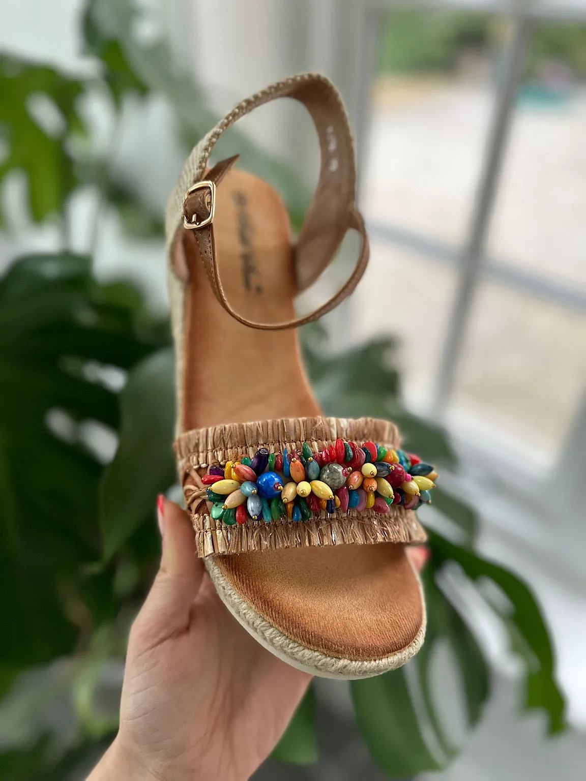 Natural Multi Bead Monica Wedge