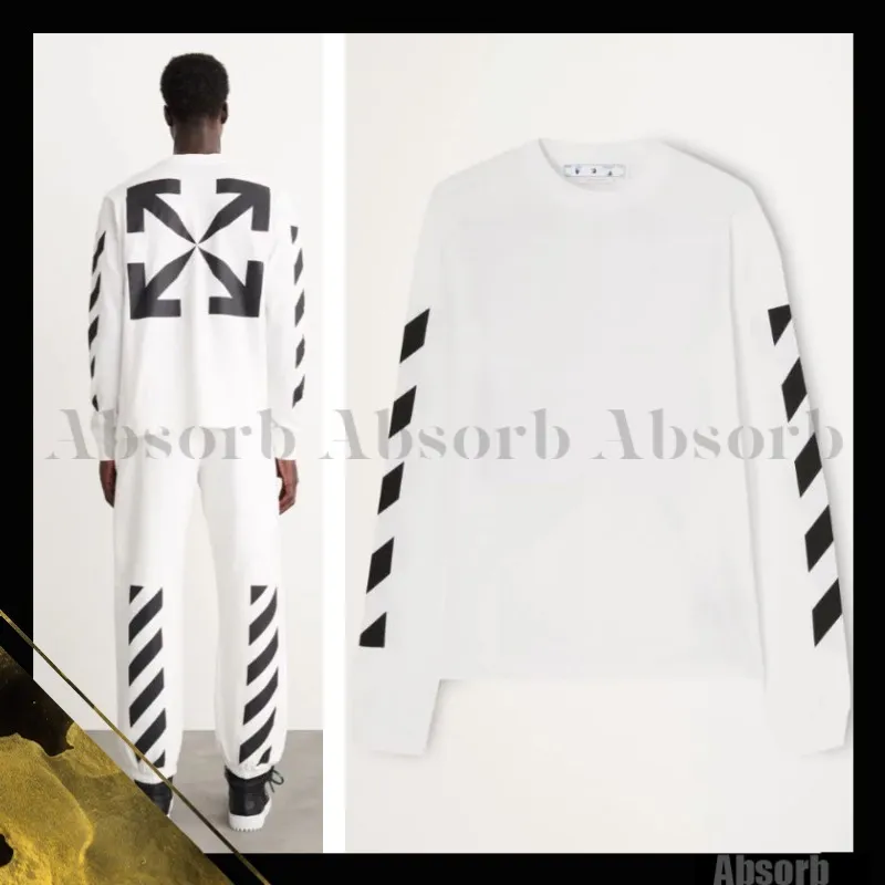 Off-White  |Crew Neck Street Style Long Sleeves Cotton