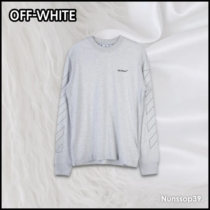 Off-White  |Crew Neck Street Style Long Sleeves Plain Cotton