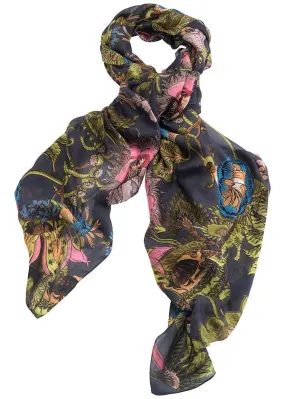 One Hundred Stars Eccentric Blooms Scarf Charcoal