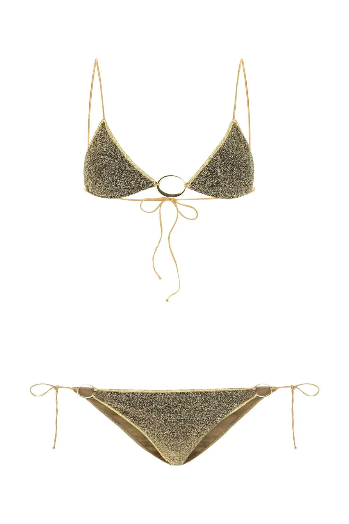 Oséree Glittered Triangle-Cup Ring-Detailed Bikini Set