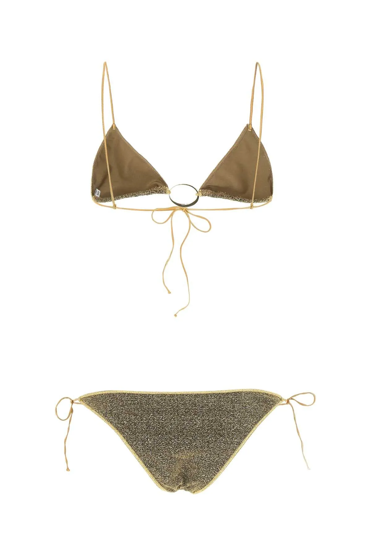 Oséree Glittered Triangle-Cup Ring-Detailed Bikini Set