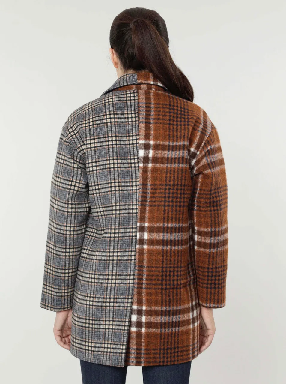 Oversized Mixed Plaid Blazer