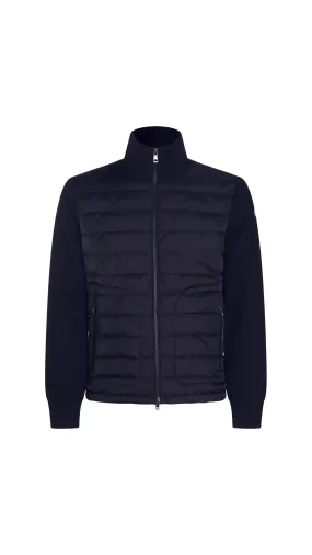 Padded Wool Cardigan - Navy Blue