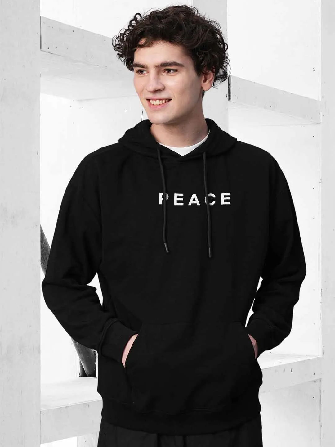 Peace Men Drop Shoulder Premium Terry Hoodie