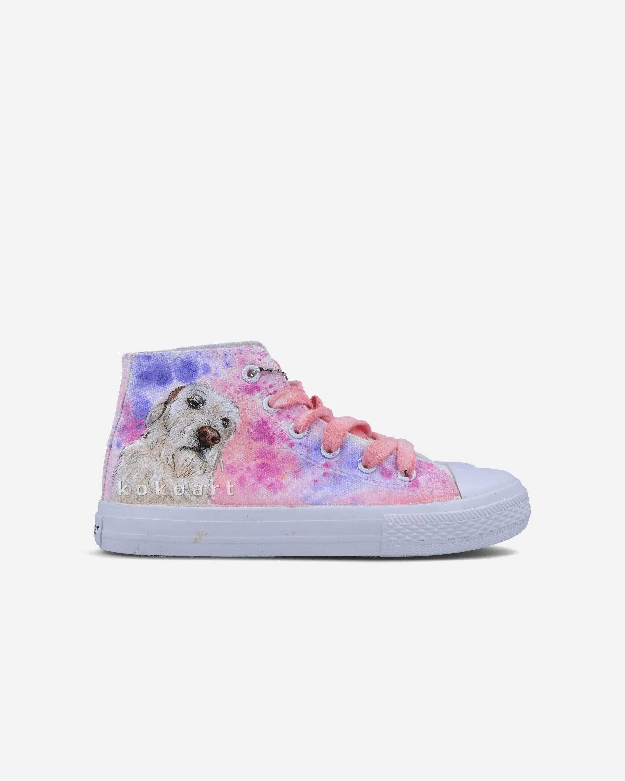 Pet Portrait Watercolour Background Hand Painted Shoes