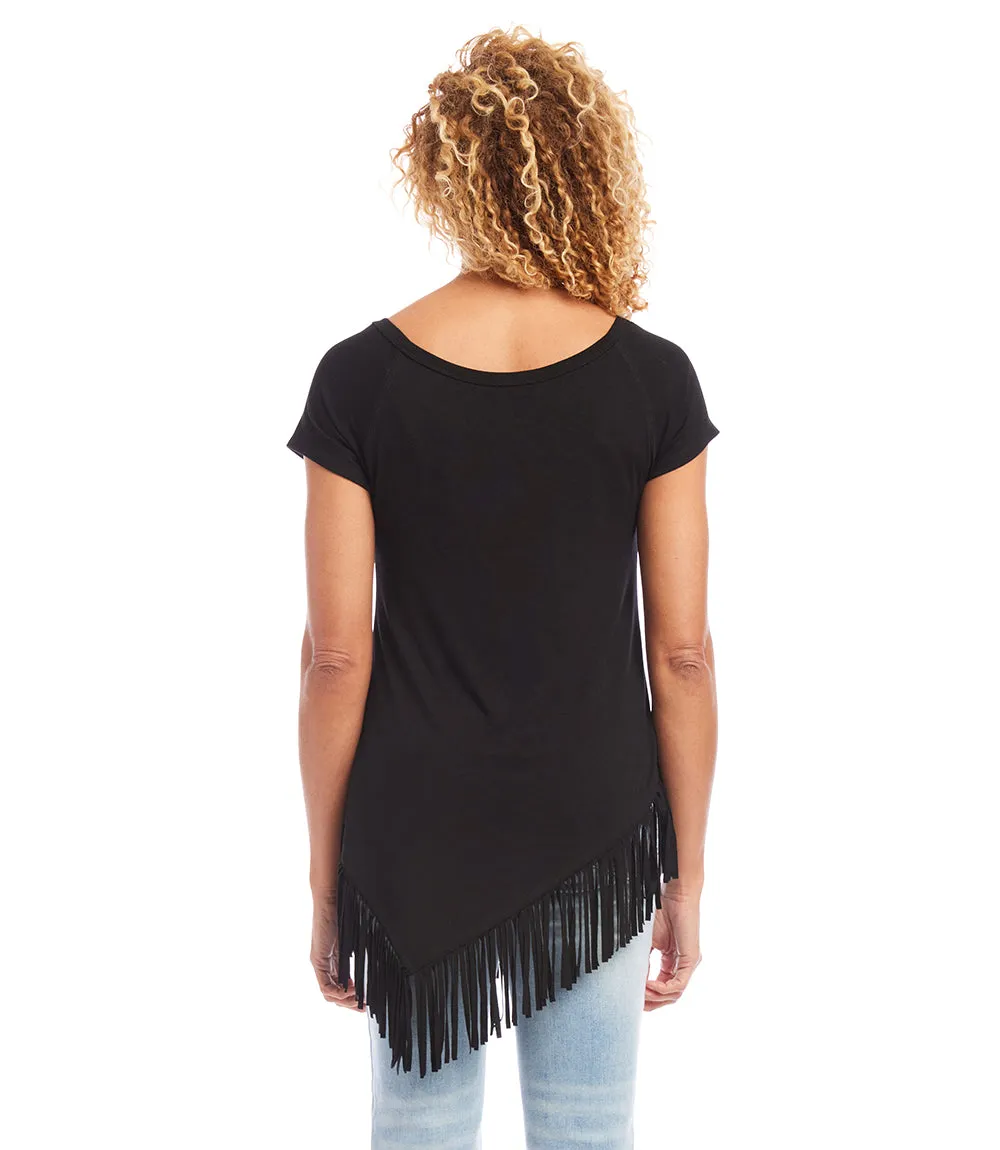 Petite Size Angled Fringe Top